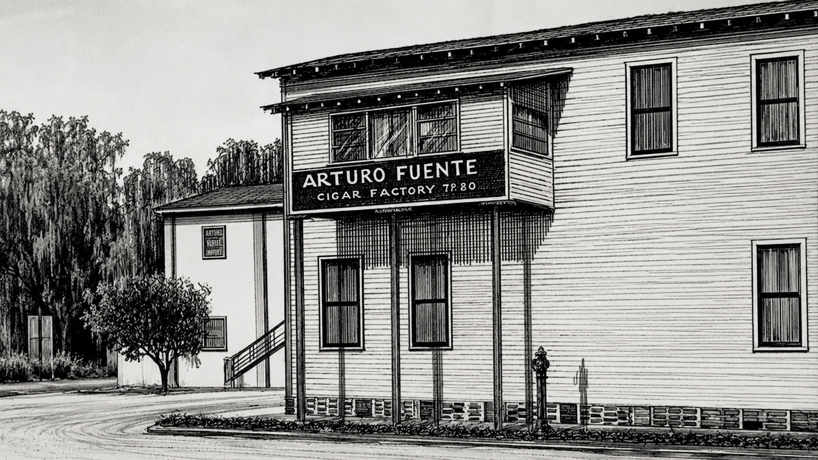 The two-story Arturo Fuente cigar factory in Ybor City during the early 1960s.